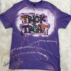 Trick or Treat Purple Bleach T-shirt SIZE LARGE